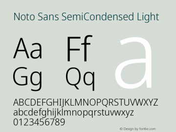 Noto Sans SemiCondensed Light Version 1.902 Font Sample