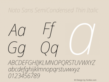 Noto Sans SemiCondensed Thin Italic Version 1.902图片样张