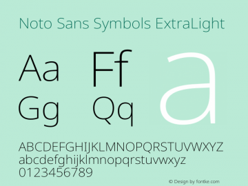 Noto Sans Symbols ExtraLight Version 1.901 Font Sample