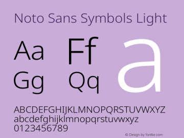 Noto Sans Symbols Light Version 1.901 Font Sample