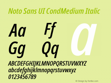 Noto Sans UI CondMedium Italic Version 1.001; ttfautohint (v1.6)图片样张