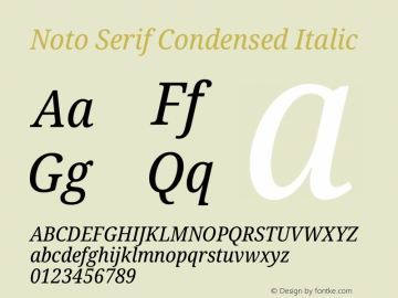 Noto Serif Condensed Italic Version 1.902 Font Sample
