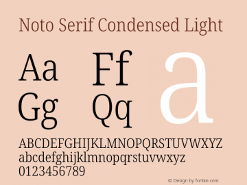 Noto Serif Condensed Light Version 1.903 Font Sample
