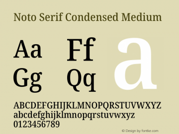 Noto Serif Condensed Medium Version 1.903 Font Sample