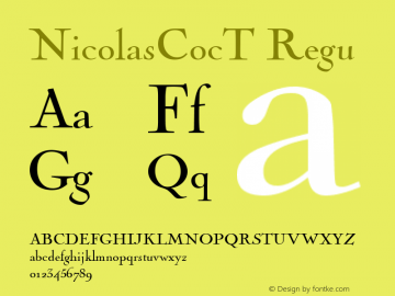 NicolasCocT Regu Macromedia Fontographer 4.1 9/29/98图片样张