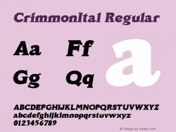 CrimmonItal Regular Altsys Fontographer 3.5  2/9/93图片样张