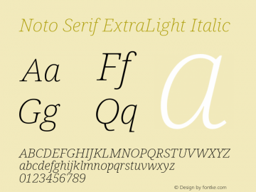 Noto Serif ExtraLight Italic Version 1.902图片样张