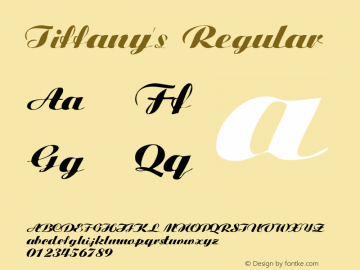 Tiffany's Regular Macromedia Fontographer 4.1.2 8/16/96 Font Sample