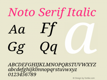 Noto Serif Italic Version 1.001; ttfautohint (v1.6)图片样张