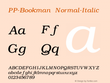 PP-Bookman Normal-Italic 001.000 Font Sample