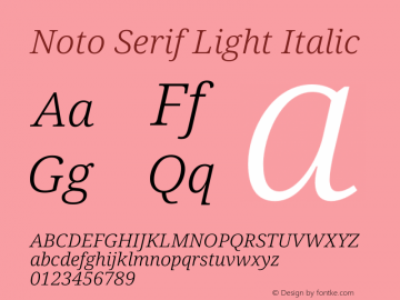 Noto Serif Light Italic Version 1.902 Font Sample