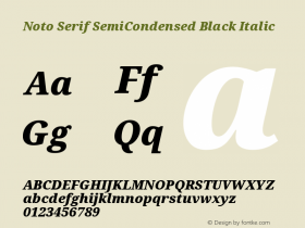 Noto Serif SemiCondensed Black Italic Version 1.902 Font Sample