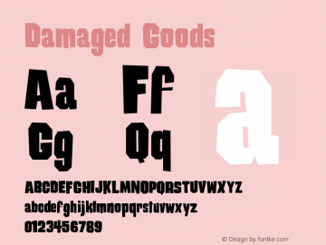 Damaged Goods Macromedia Fontographer 4.1.5 9/25/05 Font Sample