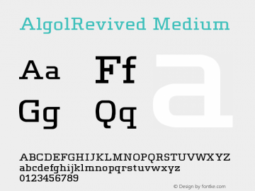 AlgolRevived Medium Version 001.000 Font Sample