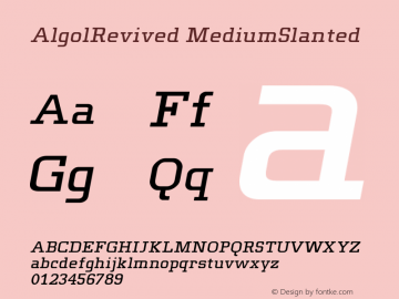AlgolRevived Medium Slanted Version 001.000 Font Sample
