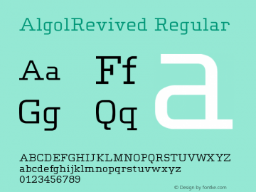 AlgolRevived Regular Version 001.000 Font Sample