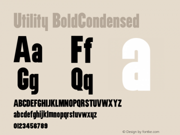 Utility BoldCondensed Macromedia Fontographer 4.1.5 9/30/98图片样张