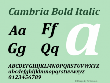 Cambria Bold Italic Version 6.98图片样张