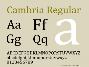 Cambria Version 6.98 Font Sample
