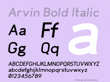 Arvin Bold Italic Version 1.00 June 6, 2017, initial release图片样张