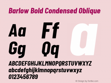 Barlow Bold Condensed Oblique Development Version图片样张