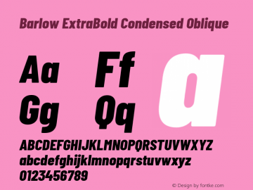 Barlow ExtraBold Condensed Oblique Development Version图片样张