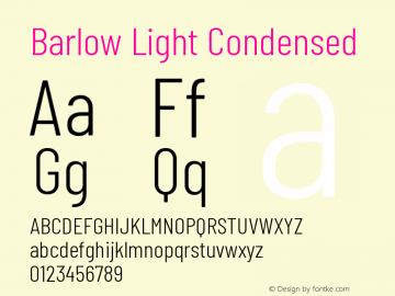 Barlow Light Condensed Development Version图片样张