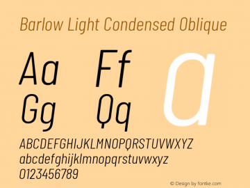 Barlow Light Condensed Oblique Development Version Font Sample