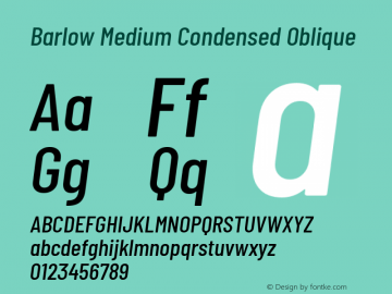 Barlow Medium Condensed Oblique Development Version Font Sample