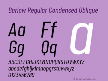 Barlow Regular Condensed Oblique Development Version Font Sample