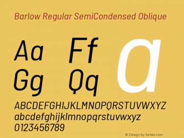 Barlow Regular SemiCondensed Oblique Development Version图片样张