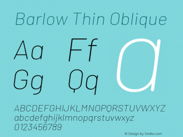 Barlow Thin Oblique Development Version Font Sample