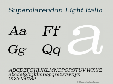 Superclarendon Light Italic 9.0d3e1 Font Sample