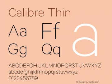 Calibre-Thin Version 001.003 Font Sample