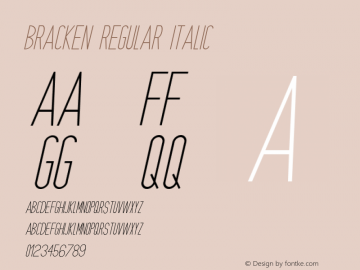 Bracken Regular Italic Version 1.000;PS 001.000;hotconv 1.0.88;makeotf.lib2.5.64775图片样张