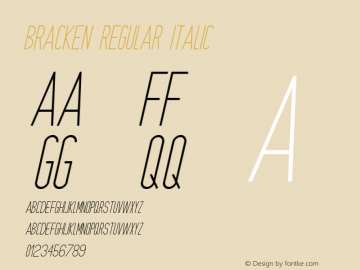 Bracken Regular Italic Version 1.000 Font Sample