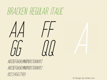Bracken Regular Italic Version 1.000 Font Sample
