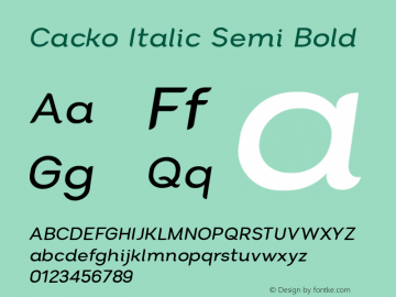 CackoItalic-SemiBold 1.000 Font Sample