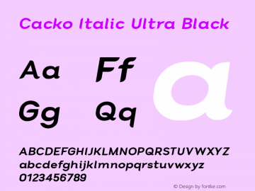 CackoItalic-UltraBlack 1.000 Font Sample