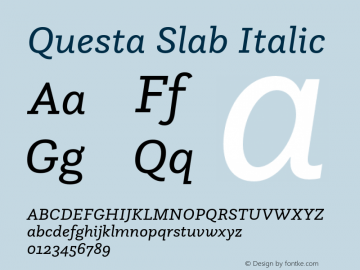 QuestaSlab-Italic Version 1.025 Font Sample