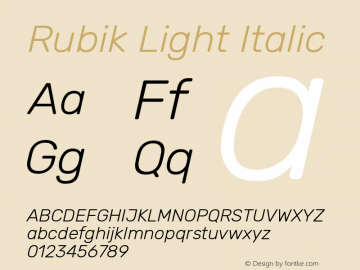 Rubik Light Italic Version 2.002 Font Sample