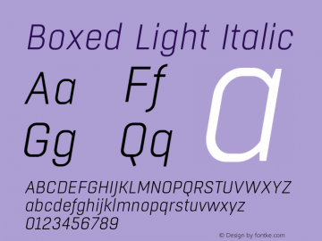 BoxedLight-Italic Version 1.000 Font Sample