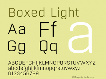 BoxedLight Version 1.000 Font Sample