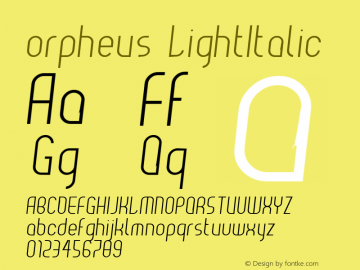 orpheus LightItalic Macromedia Fontographer 4.1 12-12-01 Font Sample
