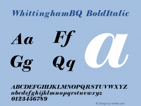 WhittinghamBQ Bold Italic Version 001.001 Font Sample