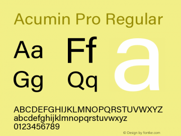 Acumin Pro Regular Version 1.011;PS 001.011;hotconv 1.0.88;makeotf.lib2.5.64775 Font Sample