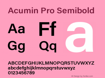 Acumin Pro Semibold Regular Version 1.011;PS 001.011;hotconv 1.0.88;makeotf.lib2.5.64775 Font Sample