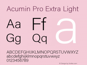 Acumin Pro Extra Light Regular Version 1.011;PS 001.011;hotconv 1.0.88;makeotf.lib2.5.64775 Font Sample