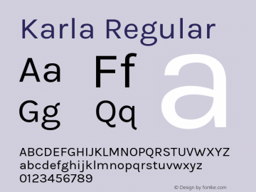 Karla Regular Version 1.000 Font Sample