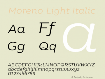 Moreno-LightItalic Version 1.000图片样张